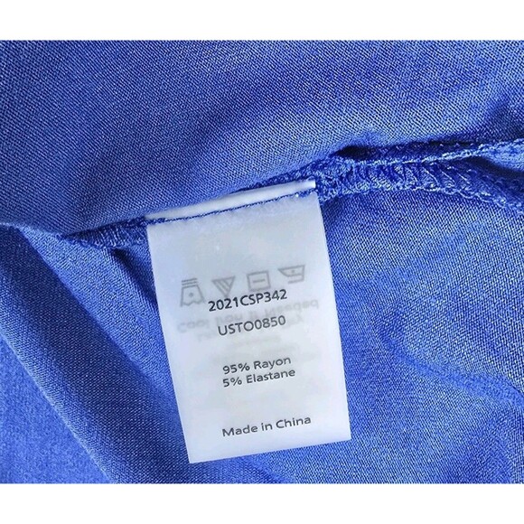 Universal Standard Rayon Jersey Elbow Sleeve V-Neck Top Mazarine Blue 4XS (0-00) - Picture 8 of 12
